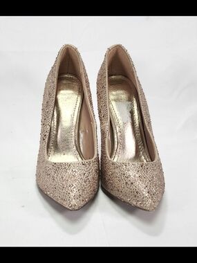 Diba Glitter Pointed Toe Pumps - Rose Gold